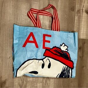 AE American Eagle Peanuts Snoopy Holiday Reusable Tote Bag